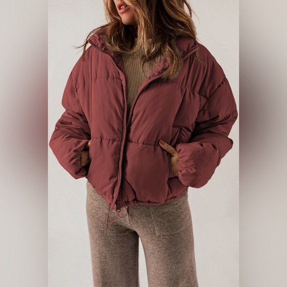 Zip Up Collared Neck Long Sleeve Winter Coat - Picture 1 of 13